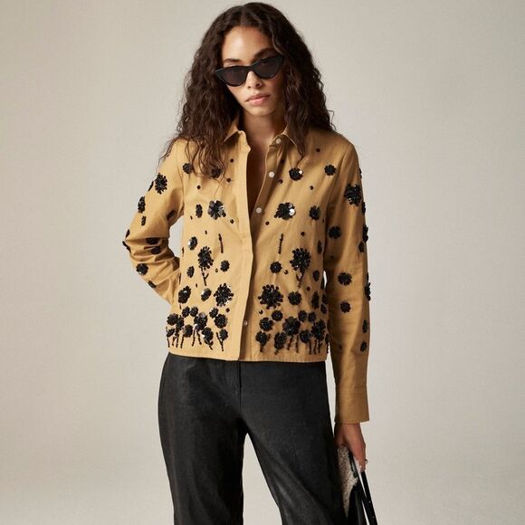 NWT J CREW Sequin-embellished button-up shirt - Picture 2 of 7